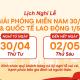 THÔNG BÁO NGHỈ LỄ 30/4 - 1/5 CÔNG TY TNHH SX PKKM ASIA
