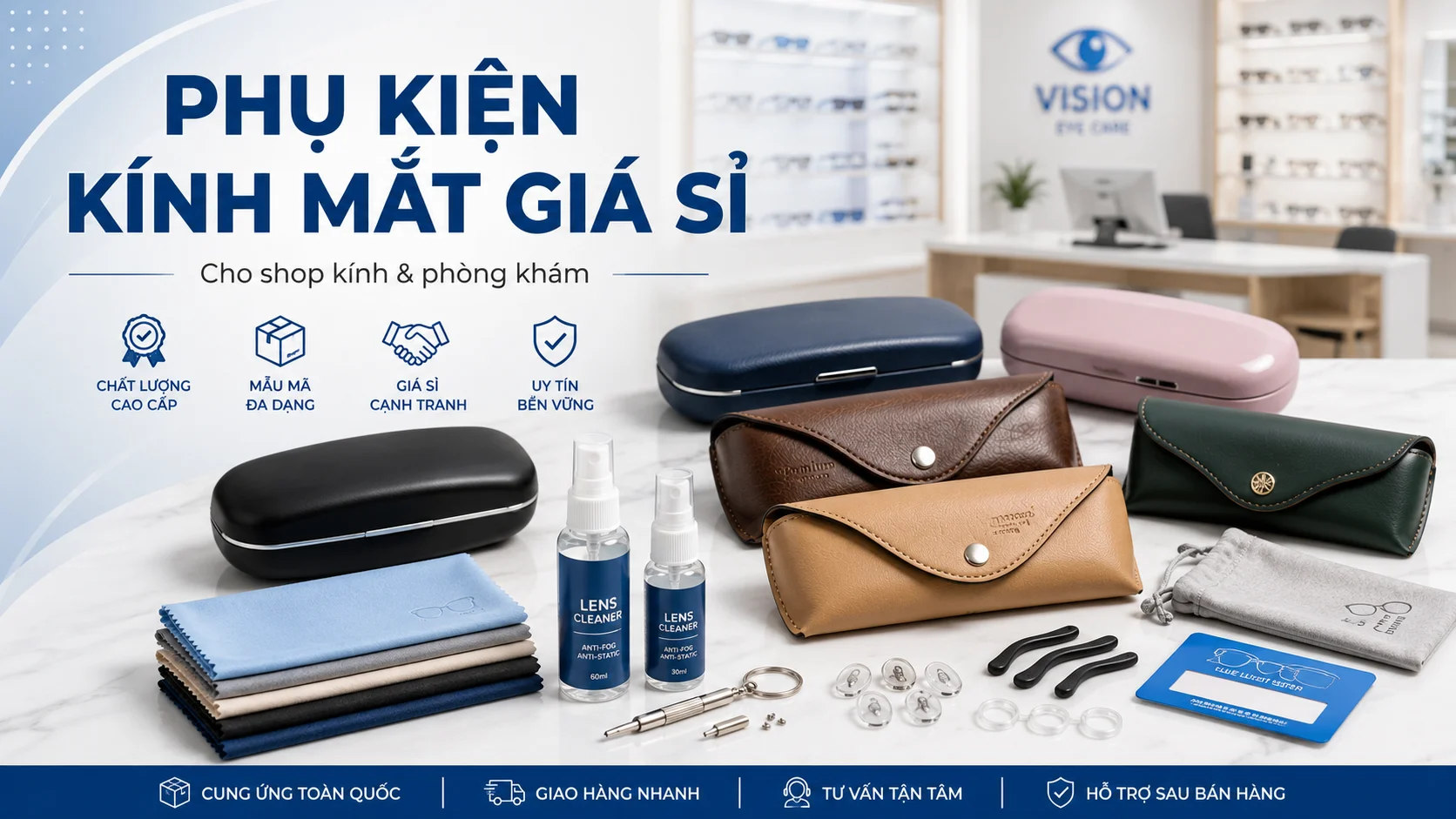 Phụ Kiện Kính Mắt Giá Sỉ Cho Shop Và Phòng Khám Mắt